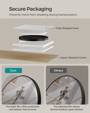 50 cm Round Wall Mirror with Modern Frame for Bathroom or Hallway by Songmics