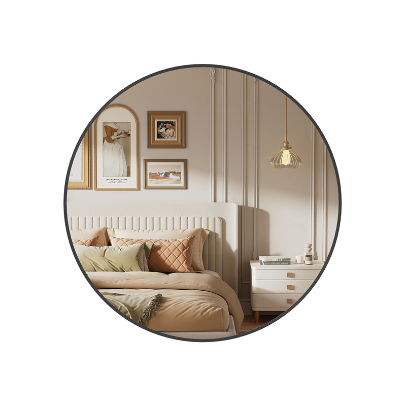 76 cm Round Wall Mirror with Metal Frame for Bathroom or Hallway by Songmics
