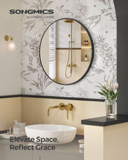 76 cm Round Wall Mirror with Metal Frame for Bathroom or Hallway by Songmics