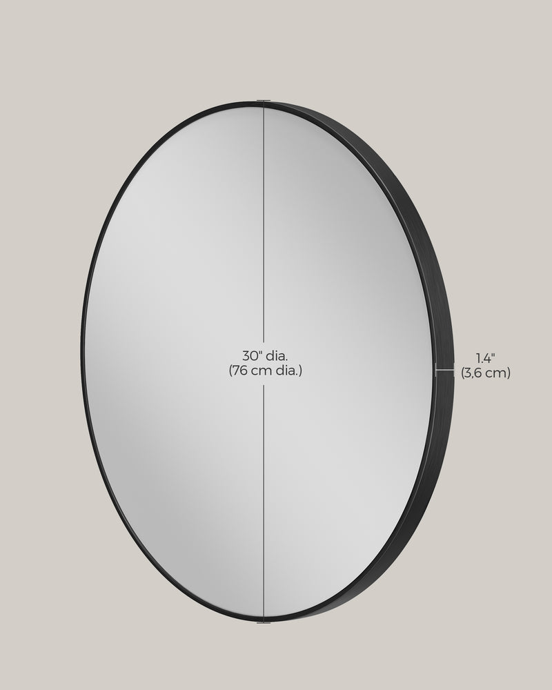 76 cm Round Wall Mirror with Metal Frame for Bathroom or Hallway by Songmics