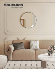 76 cm Round Wall Mirror with Metal Frame for Bathroom or Hallway by Songmics