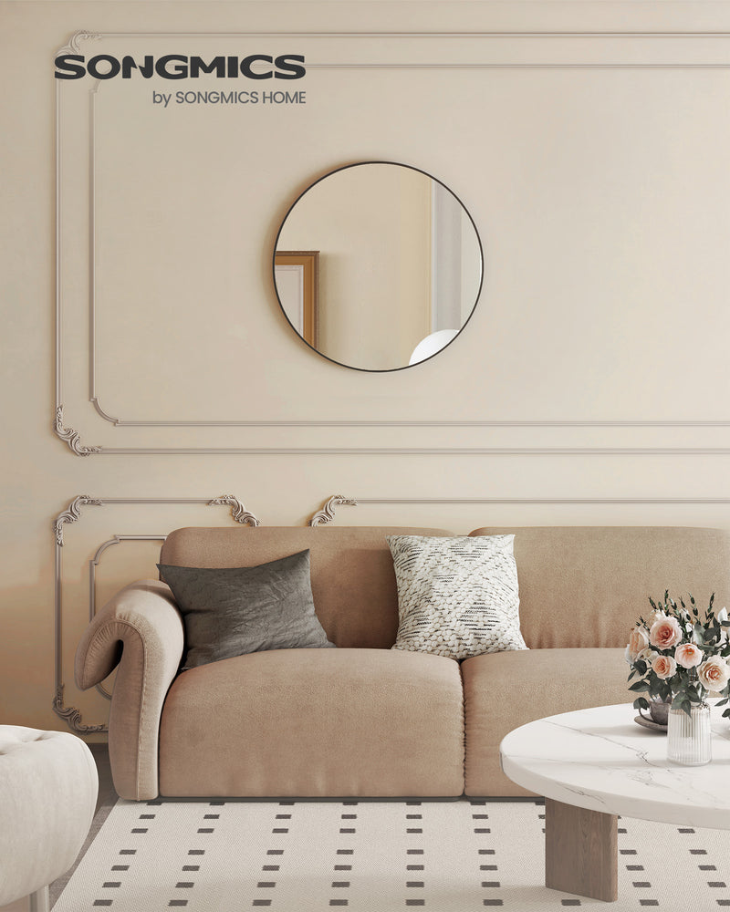 76 cm Round Wall Mirror with Metal Frame for Bathroom or Hallway by Songmics