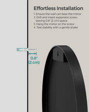 Round Wall Mirror 40.7 cm Decorative Modern Bathroom or Hallway Mirror by Songmics