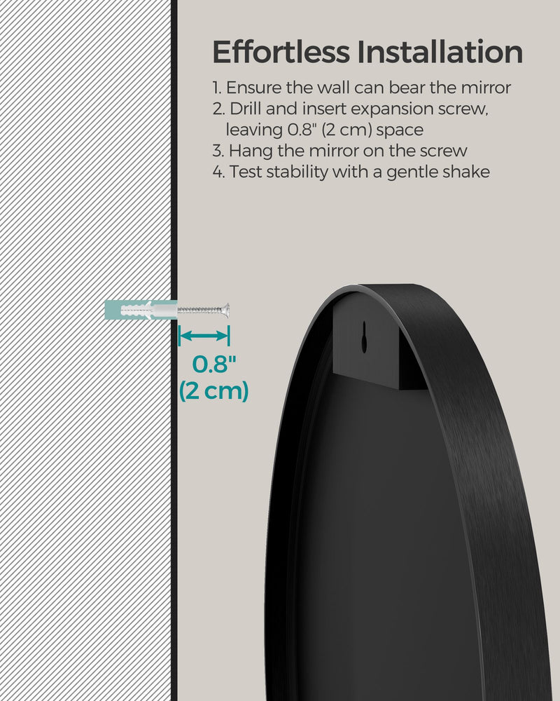 Round Wall Mirror 40.7 cm Decorative Modern Bathroom or Hallway Mirror by Songmics