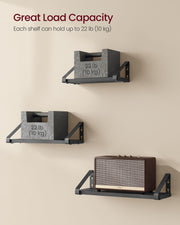 Set of 3 Black Wall Shelves with Two Mounting Options for Stylish Storage by Vasagle