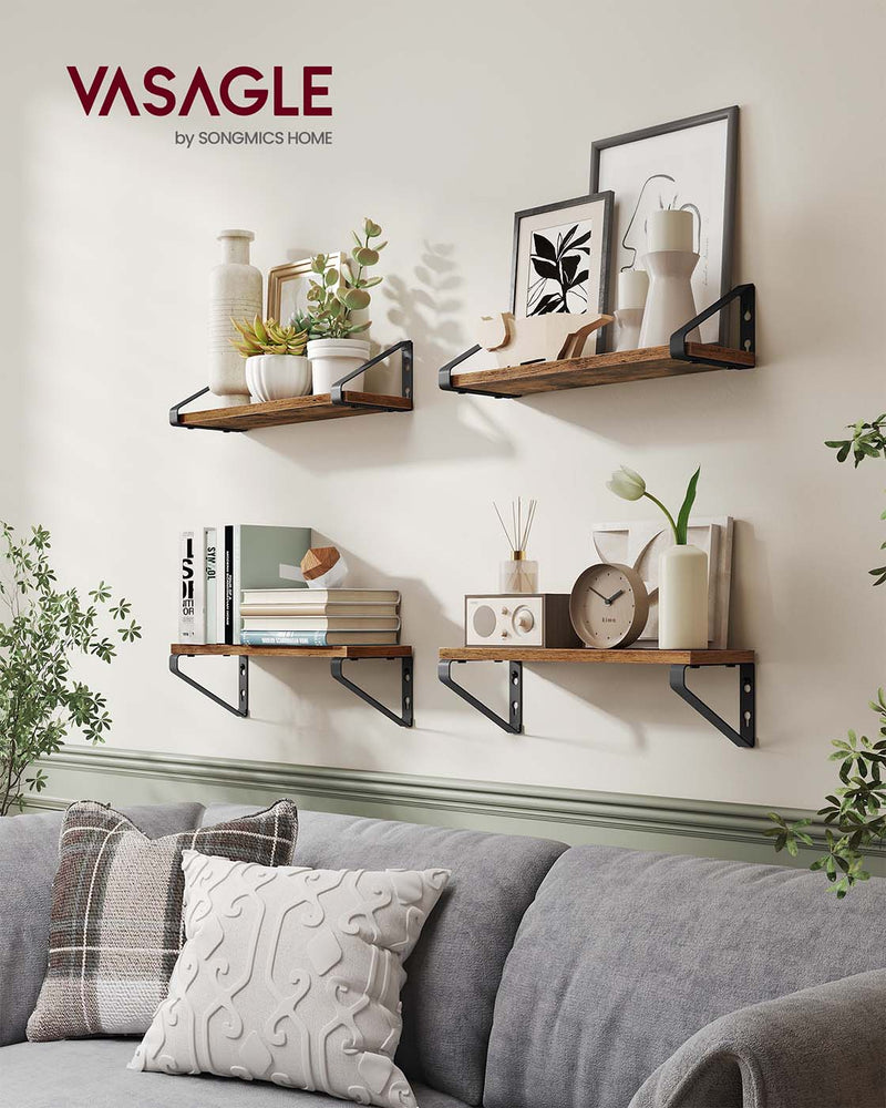 Set of 2 Floating Wall Shelves with Dual Mounting Options for Home Storage by Vasagle