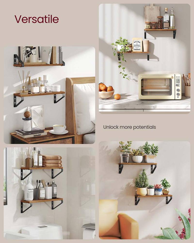 Set of 2 Floating Wall Shelves with Dual Mounting Options for Home Storage by Vasagle