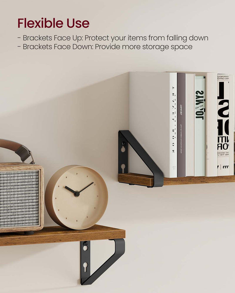 Set of 2 Floating Wall Shelves with Dual Mounting Options for Home Storage by Vasagle