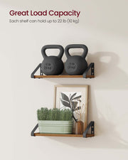 Set of 2 Floating Wall Shelves with Dual Mounting Options for Home Storage by Vasagle