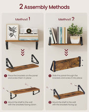 Set of 2 Floating Wall Shelves with Dual Mounting Options for Home Storage by Vasagle