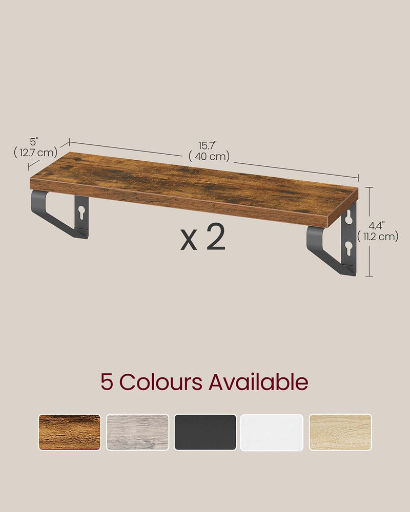 Set of 2 Floating Wall Shelves with Dual Mounting Options for Home Storage by Vasagle