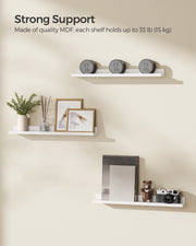 Set of 3 Wall Mounted Floating Shelves for Home Storage and Display by Songmics
