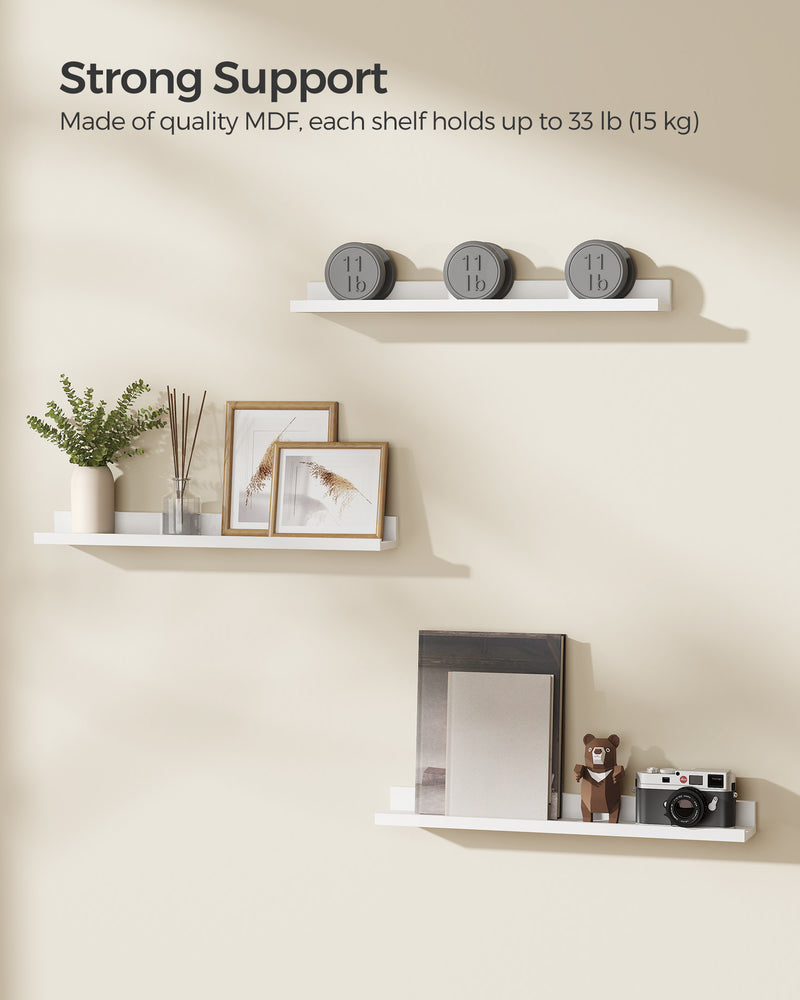 Set of 3 Wall Mounted Floating Shelves for Home Storage and Display by Songmics