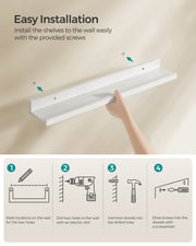 Set of 3 Wall Mounted Floating Shelves for Home Storage and Display by Songmics