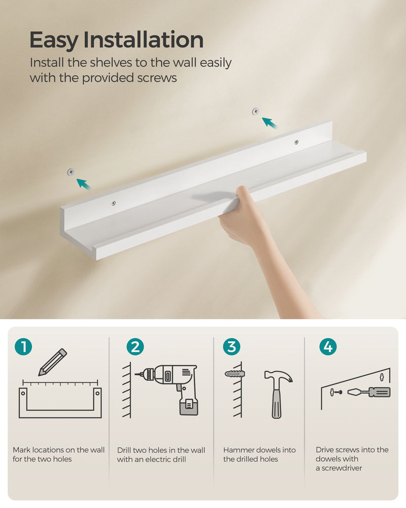 Set of 3 Wall Mounted Floating Shelves for Home Storage and Display by Songmics