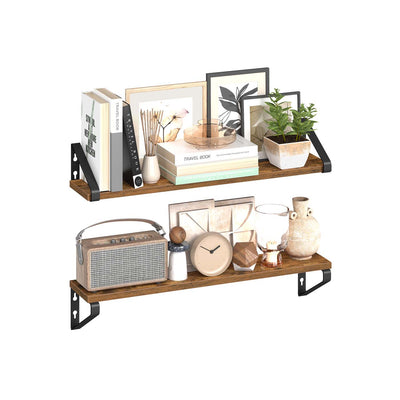 Set of 2 Wall Mounted Floating Shelves for Home Storage and Display by Songmics