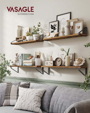 Set of 2 Wall Mounted Floating Shelves for Home Storage and Display by Songmics