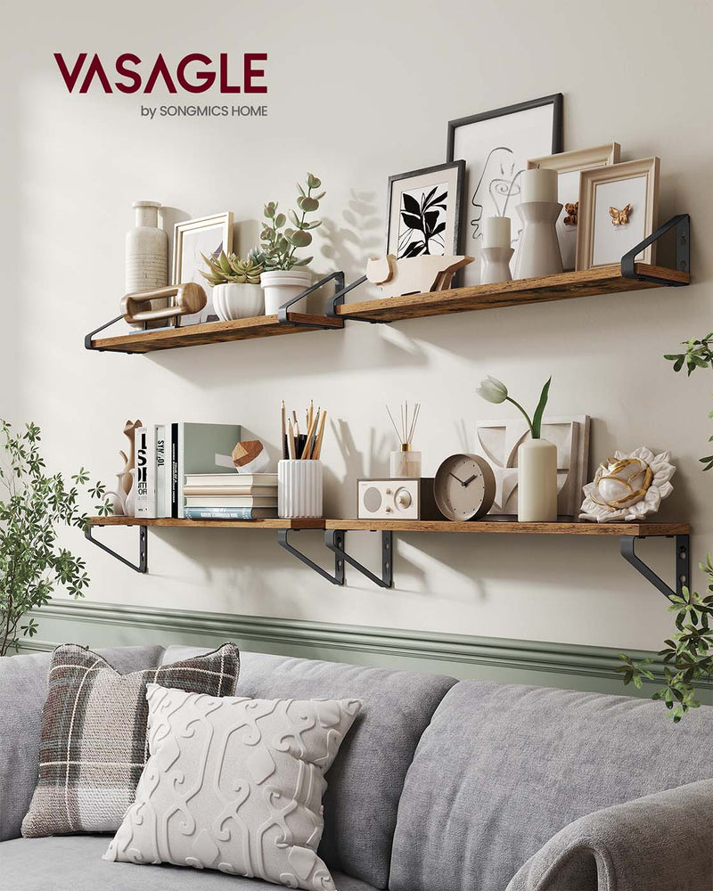 Set of 2 Wall Mounted Floating Shelves for Home Storage and Display by Songmics