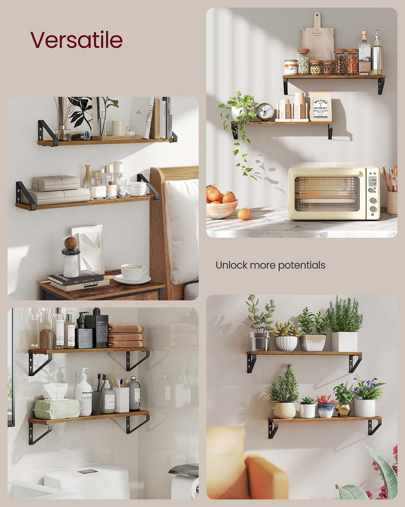 Set of 2 Wall Mounted Floating Shelves for Home Storage and Display by Songmics