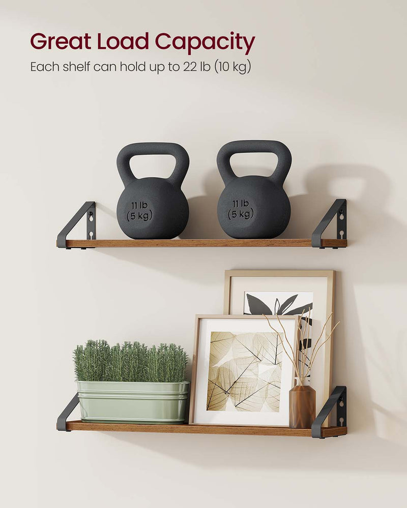 Set of 2 Wall Mounted Floating Shelves for Home Storage and Display by Songmics