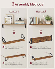Set of 2 Wall Mounted Floating Shelves for Home Storage and Display by Songmics