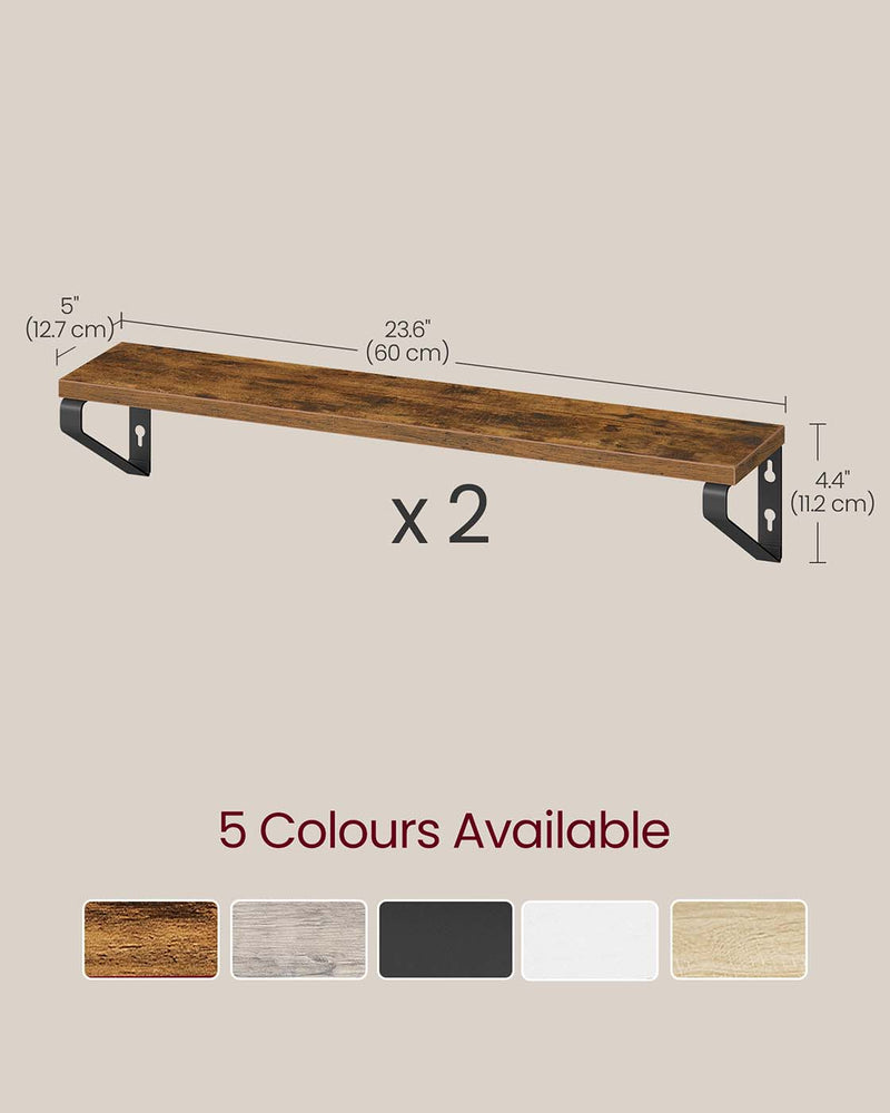 Set of 2 Wall Mounted Floating Shelves for Home Storage and Display by Songmics
