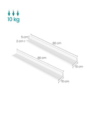 Set of 2 White Wall Mounted Picture Shelves for Living Room or Bedroom Display by Songmics