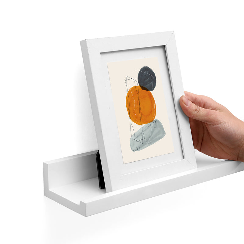 Set of 2 White Wall Mounted Picture Shelves for Living Room or Bedroom Display by Songmics