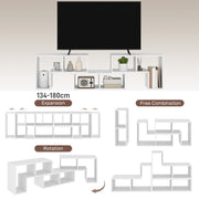 White Extendable TV Stand for TVs up to 75 Inches With Storage Shelves by HOMCOM