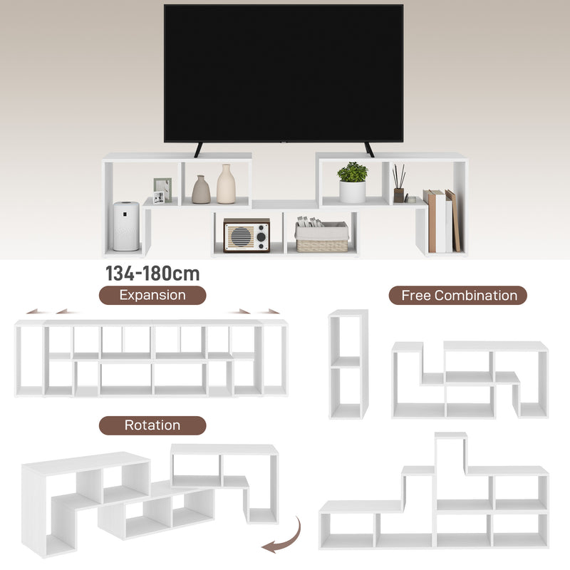 White Extendable TV Stand for TVs up to 75 Inches With Storage Shelves by HOMCOM