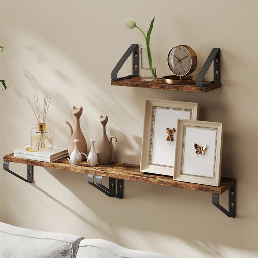Set of 3 Wall Mounted Floating Shelves with Two Installation Options by Vasagle