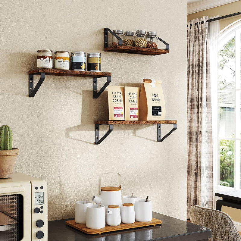 Set of 3 Wall Mounted Floating Shelves with Two Installation Options by Vasagle