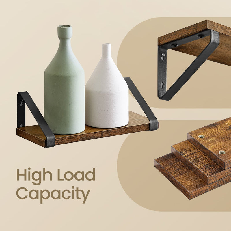 Set of 3 Wall Mounted Floating Shelves with Two Installation Options by Vasagle