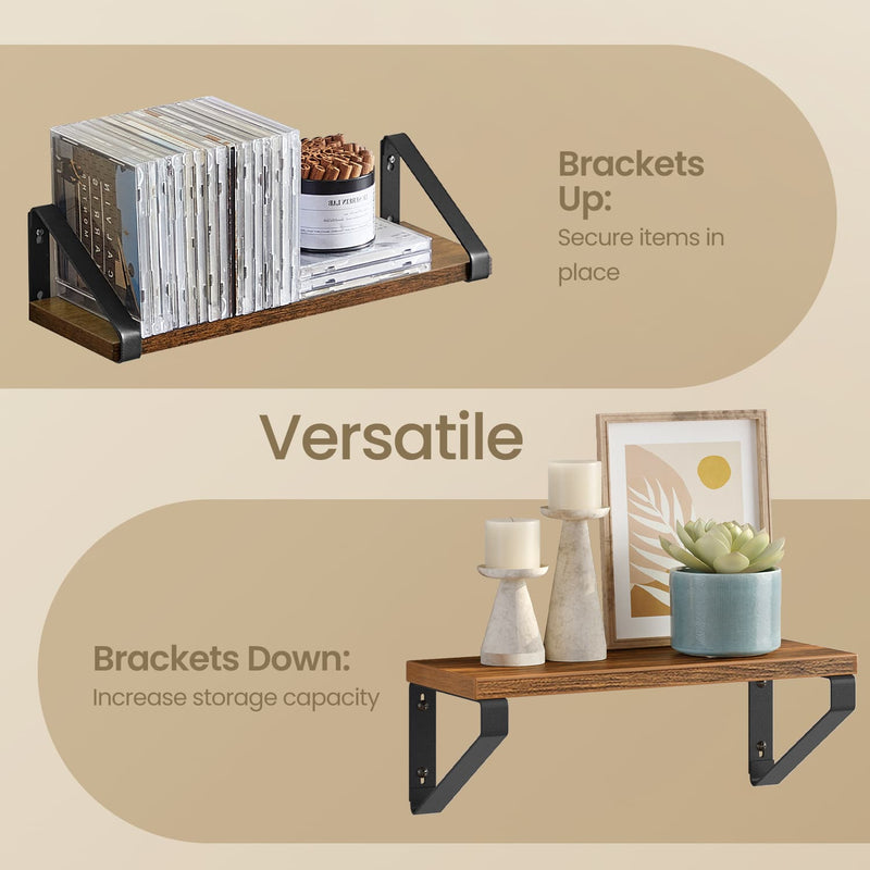 Set of 3 Wall Mounted Floating Shelves with Two Installation Options by Vasagle