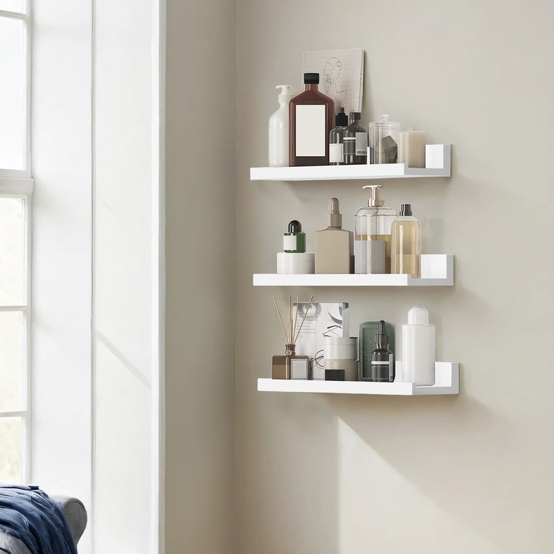 Set of 3 Floating Wall Shelves for Living Room and Home Office Storage by Songmics