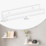 Set of 3 Floating Wall Shelves for Living Room and Home Office Storage by Songmics
