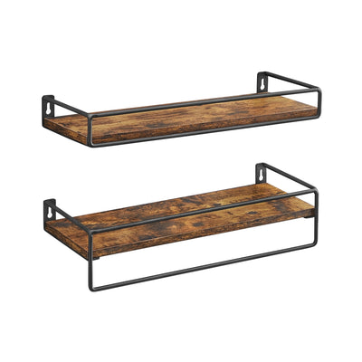 Wall Mounted Spice Rack Set of 2 Vintage Brown and Black by Vasagle VASAGLE