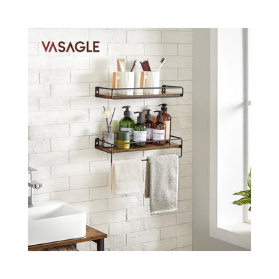 Wall Mounted Spice Rack Set of 2 Vintage Brown and Black by Vasagle VASAGLE
