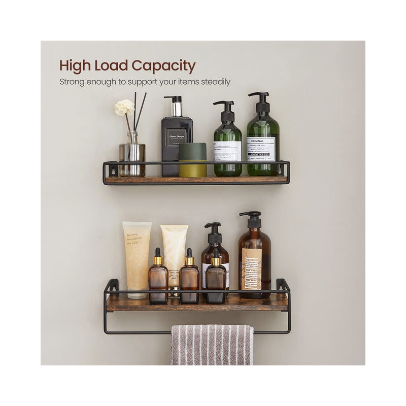 Wall Mounted Spice Rack Set of 2 Vintage Brown and Black by Vasagle VASAGLE
