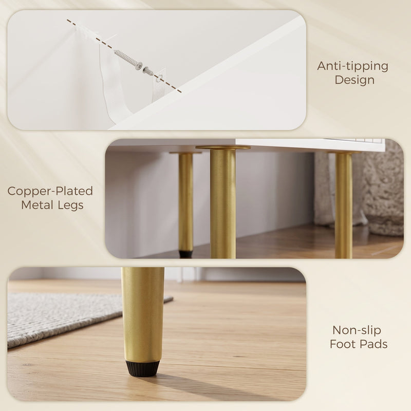 Art Deco Style Sideboard with Adjustable Shelf Ideal for Dining or Living Room White