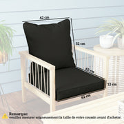 Garden Chair Cushion Set with Thick Padding and Washable Covers Black Outsunny