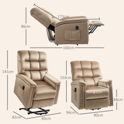 Brown Velvet Feel Electric Lift Recliner Chair with Comfortable Padding by HOMCOM