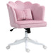 Pink Velvet Feel Petal Back Swivel Office Chair With Cushion and Adjustable Height by HOMCOM