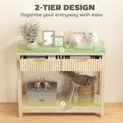 Modern Console Table with Fluted Drawers and Shelf for Hallway or Living Room, Natural Wood Finish