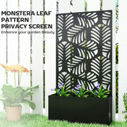 Metal Garden Planter with Trellis for Climbing Plants and Flowers Black Outsunny