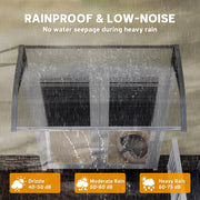 110x60cm Curved Outdoor Door Canopy Rain Shelter With UV Protection For Porch Window Or Entryway, Grey Polycarbonate