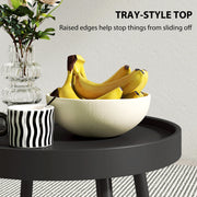 Outdoor Side Table with Weatherproof Top and Stable Frame for Patio or Garden Black Outsunny