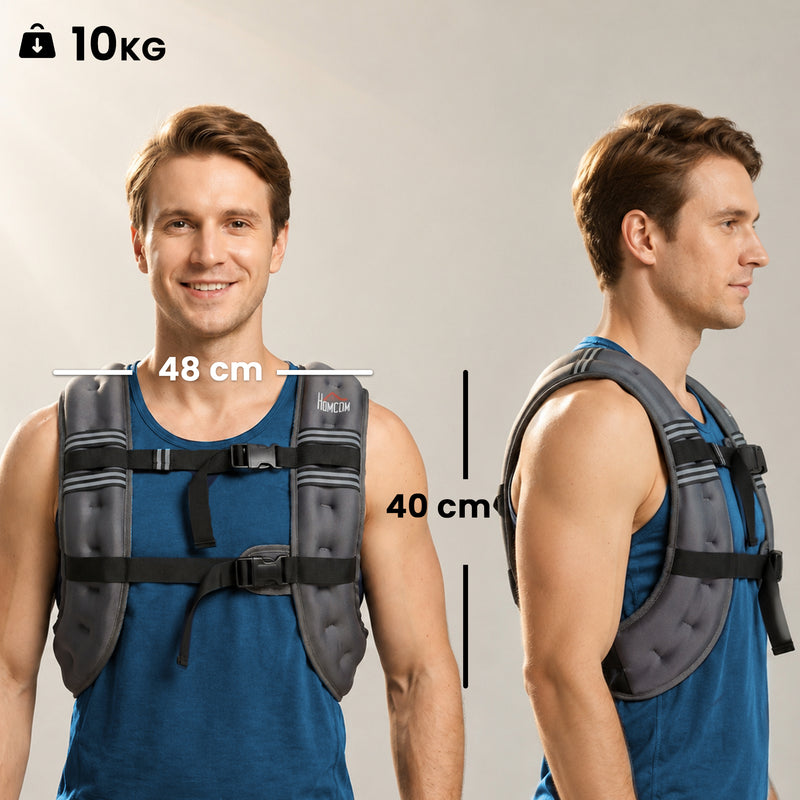 Weighted Vest for Walking and Running Adjustable 10 kg with Pocket Grey