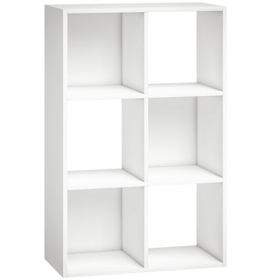 Storage Shelf with 6 Open Compartments for Organising Books and Toys White Wood Effect AOSOM
