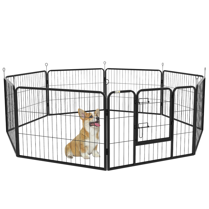 8 Panel Steel Dog Playpen Indoor Outdoor Puppy Exercise Fence Portable Black